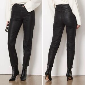 Good American Good Straight Black Coated Jeans Size 2/26